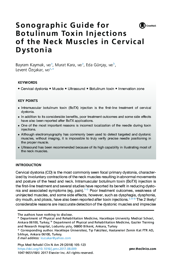 Sonographic Guide for Botulinum Toxin Injections of the Neck Muscles in Cervical Dystonia