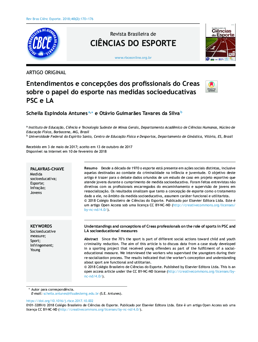 Entendimentos e concepçÃµes dos profissionais do Creas sobre o papel do esporte nas medidas socioeducativas PSC e LA