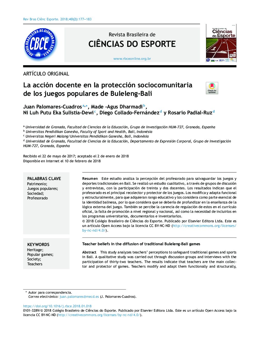 La acción docente en la protección sociocomunitaria de los juegos populares de Buleleng-Bali