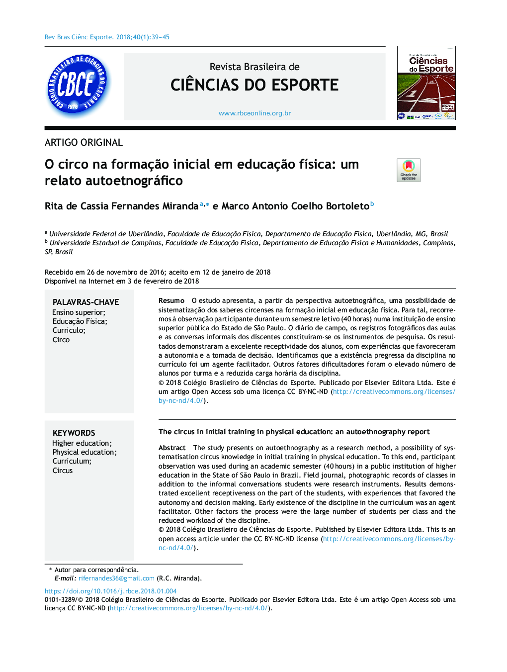 O circo na formaçÃ£o inicial em educaçÃ£o fÃ­sica: um relato autoetnográfico