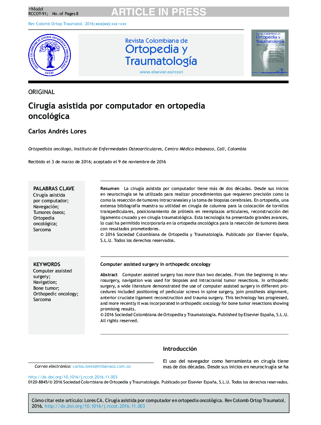 CirugÃ­a asistida por computador en ortopedia oncológica