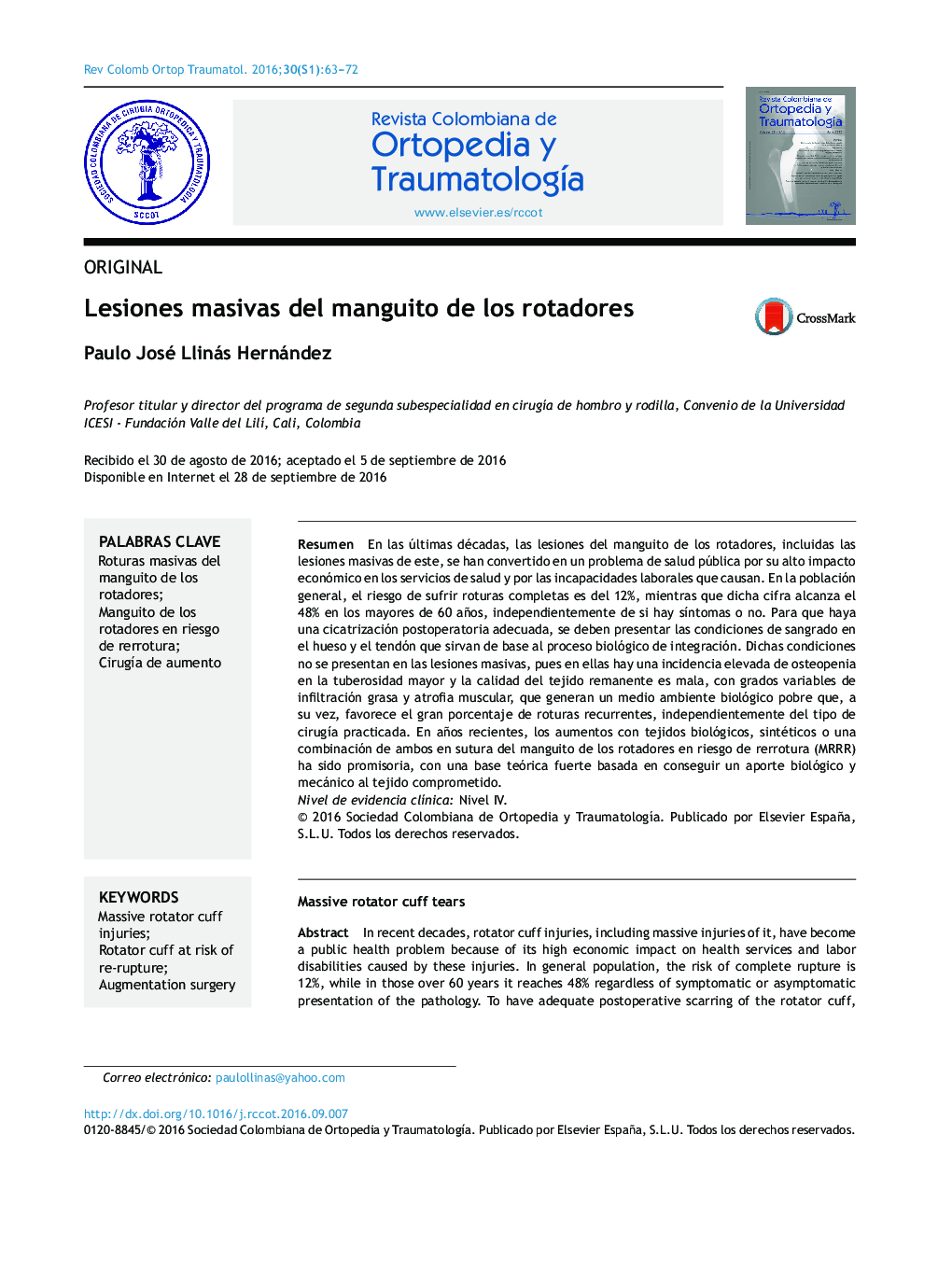 Lesiones masivas del manguito de los rotadores