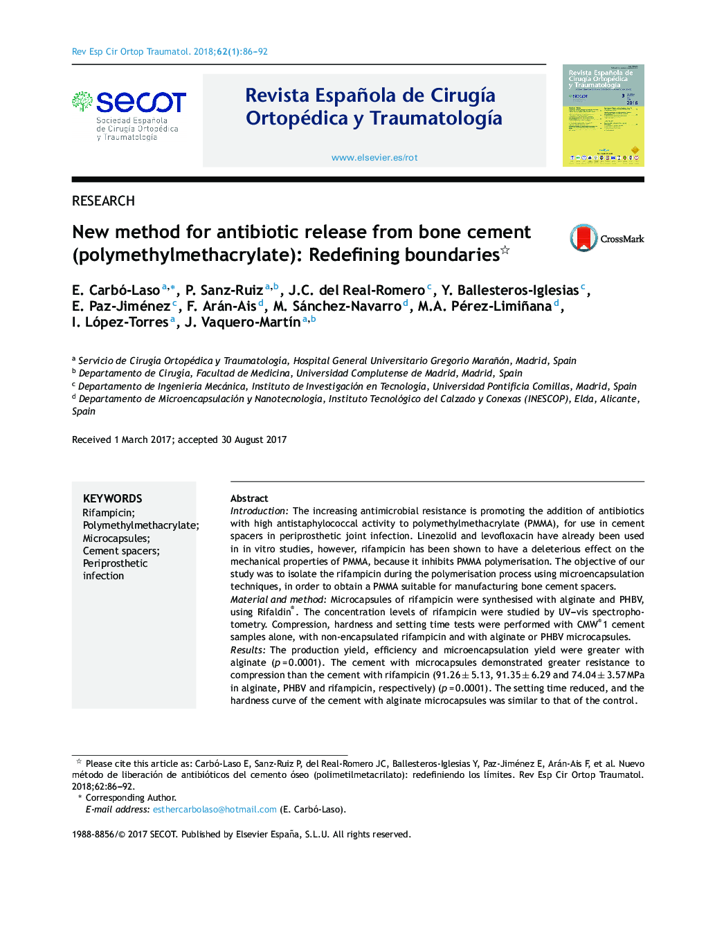 New method for antibiotic release from bone cement (polymethylmethacrylate): Redefining boundaries