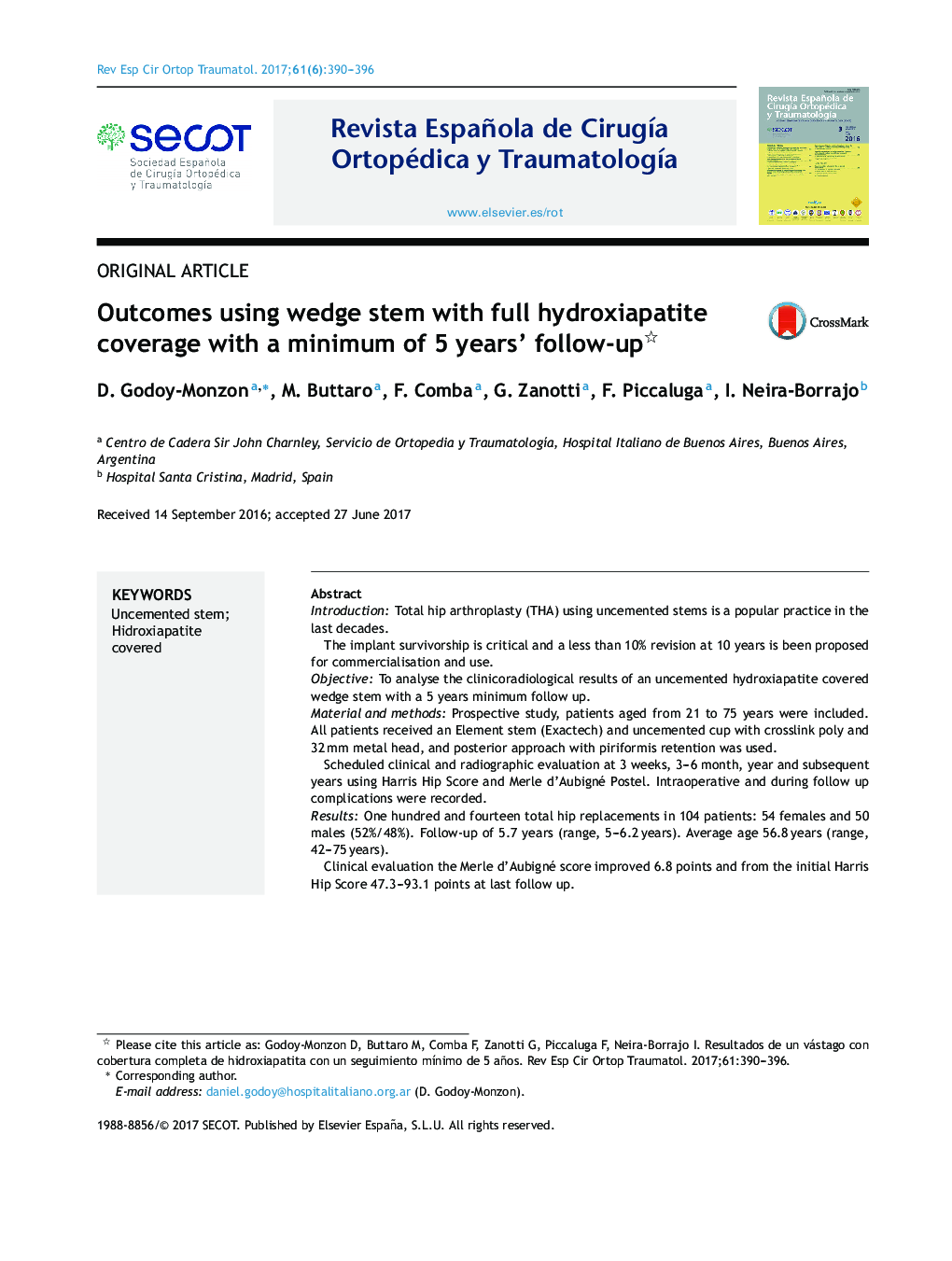 Outcomes using wedge stem with full hydroxiapatite coverage with a minimum of 5 years' follow-up