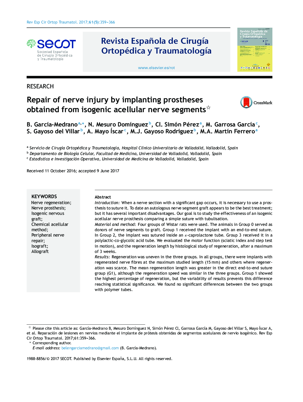 Repair of nerve injury by implanting prostheses obtained from isogenic acellular nerve segments