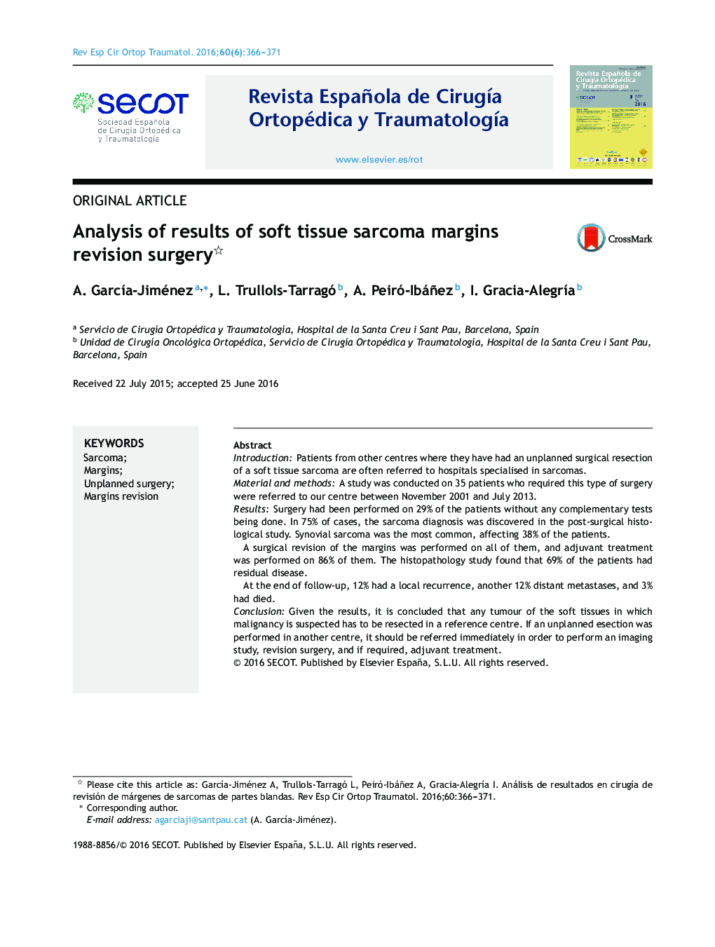 Analysis of results of soft tissue sarcoma margins revision surgery