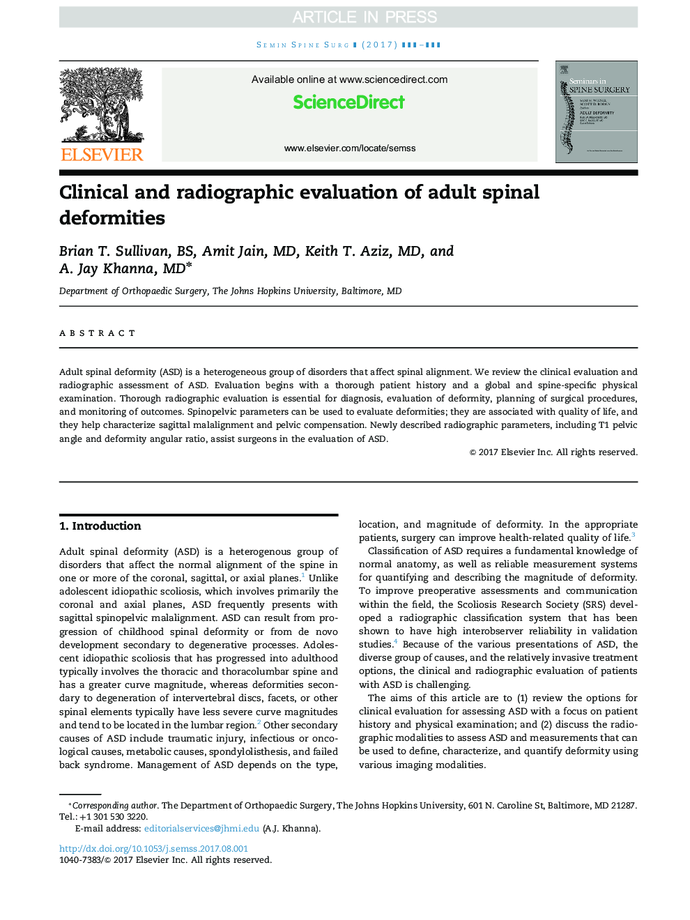 Clinical and radiographic evaluation of adult spinal deformities