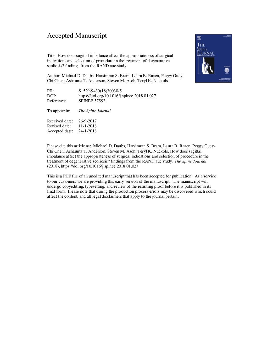 How does sagittal imbalance affect the appropriateness of surgical indications and selection of procedure in the treatment of degenerative scoliosis? Findings from the RAND/UCLA Appropriate Use Criteria study