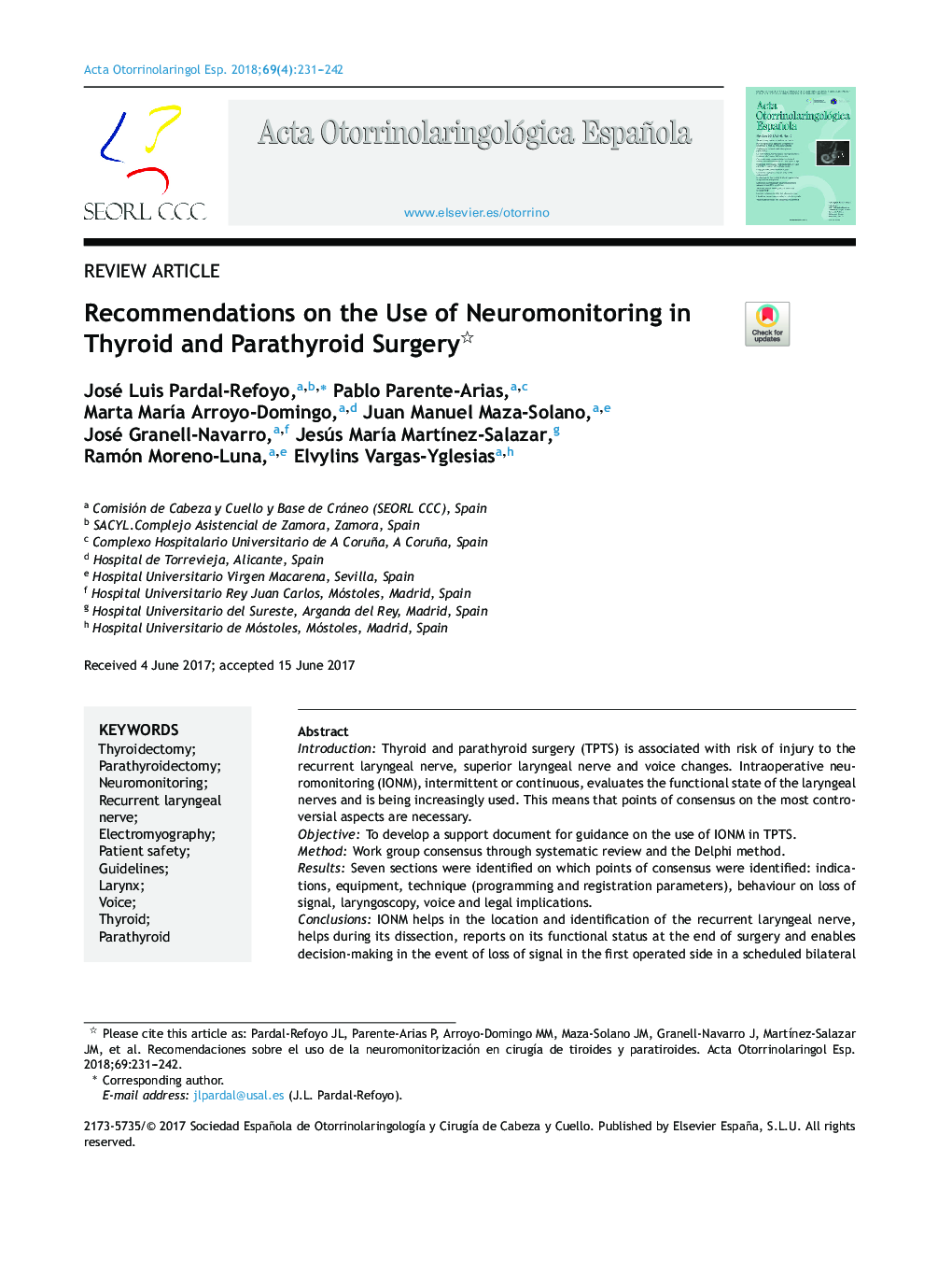 Recommendations on the Use of Neuromonitoring in Thyroid and Parathyroid Surgery