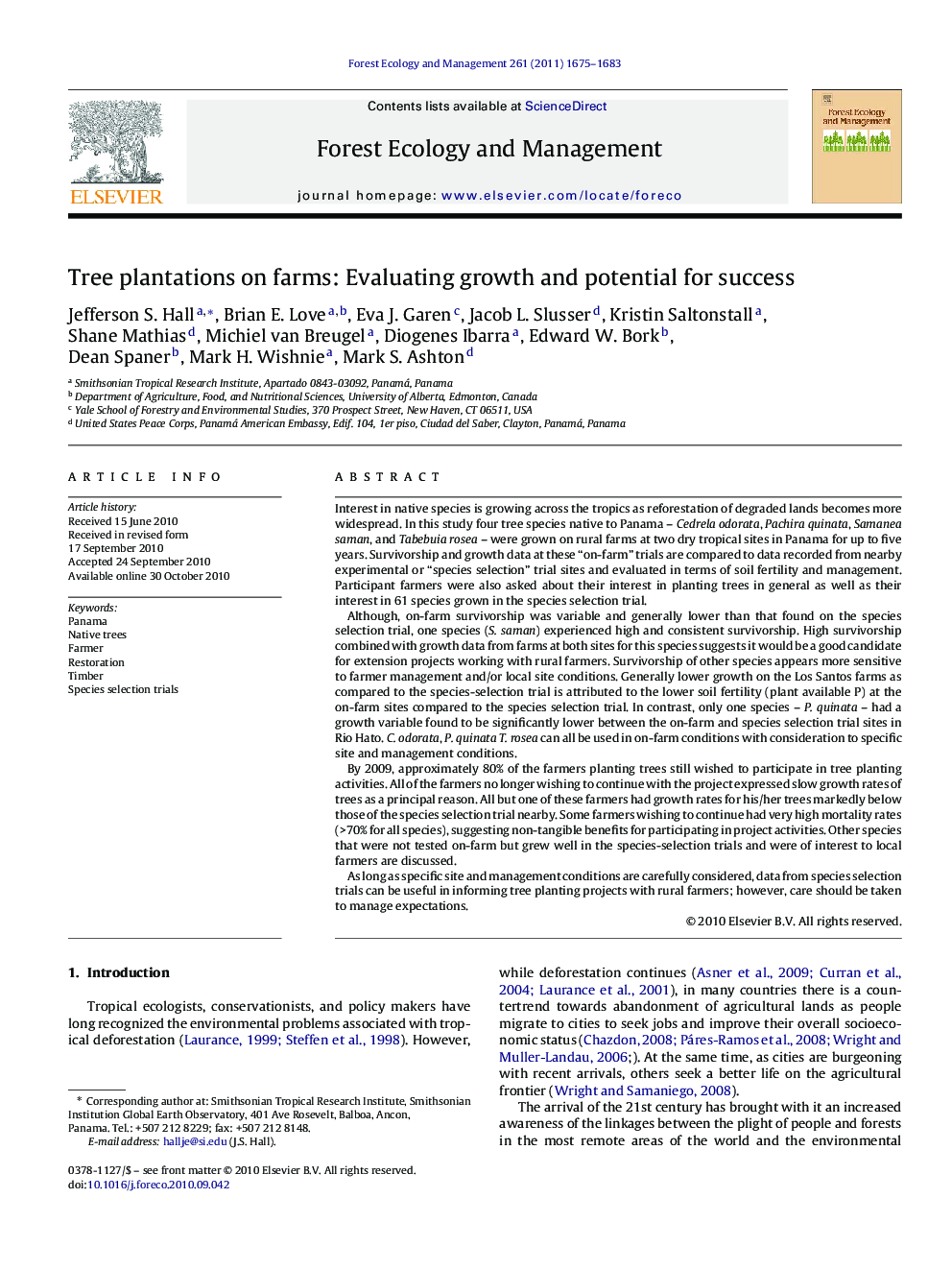 عکس صفحه اول مقاله: Tree plantations on farms: Evaluating growth and potential for success Tree plantations on farms: Evaluating growth and potential for success