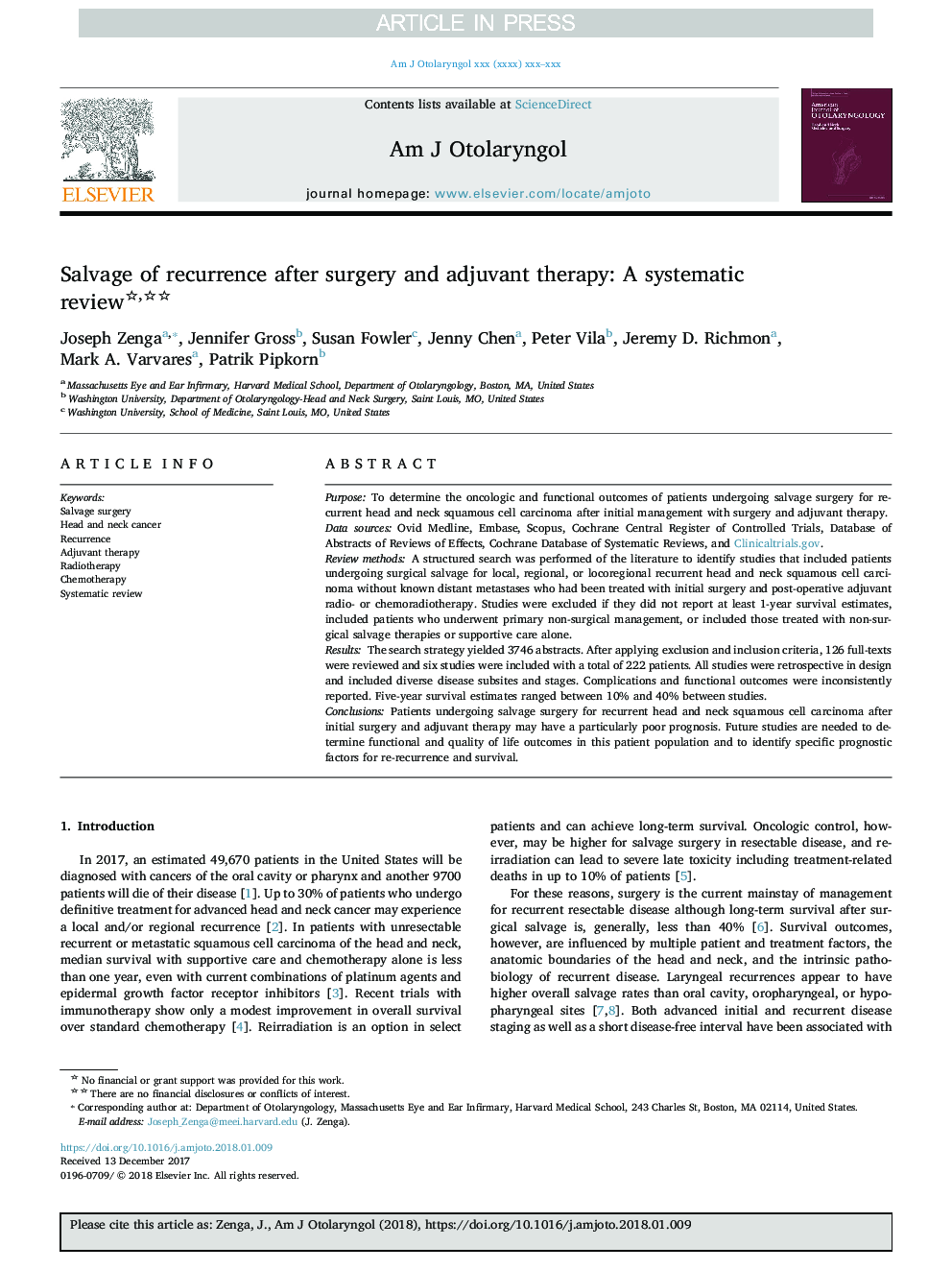 Salvage of recurrence after surgery and adjuvant therapy: A systematic review