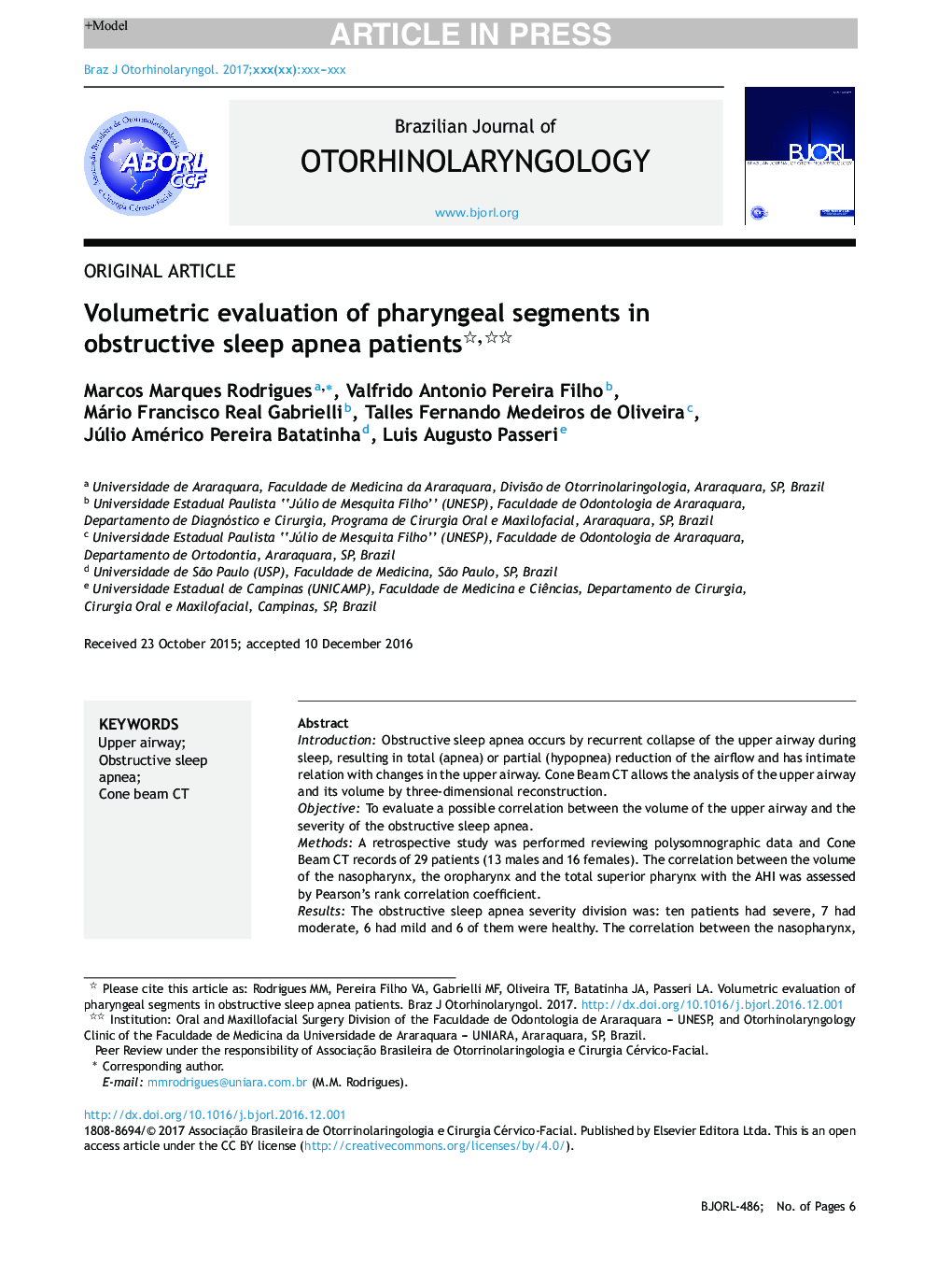 Volumetric evaluation of pharyngeal segments in obstructive sleep apnea patients