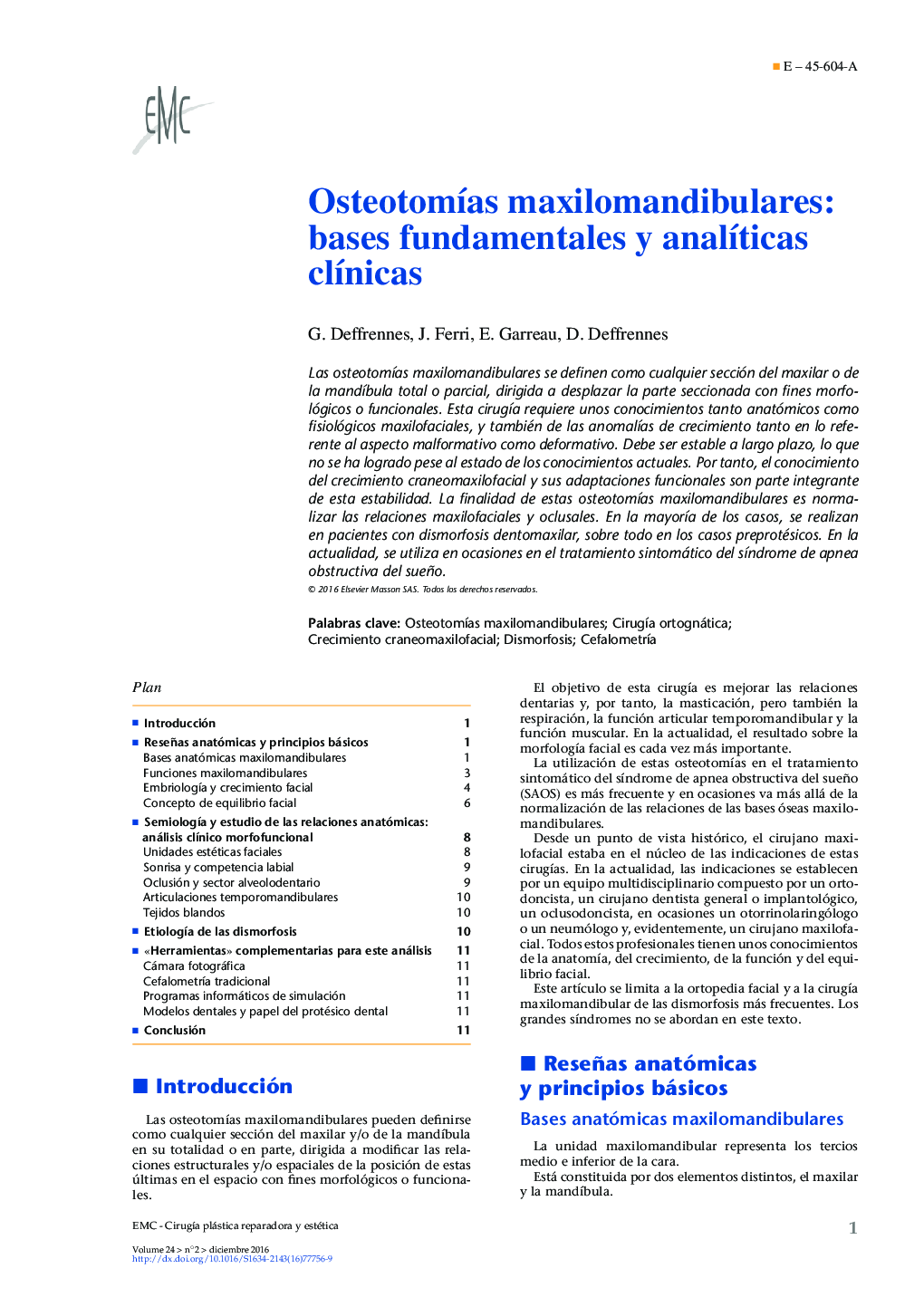 OsteotomÃ­as maxilomandibulares: bases fundamentales y analÃ­ticas clÃ­nicas