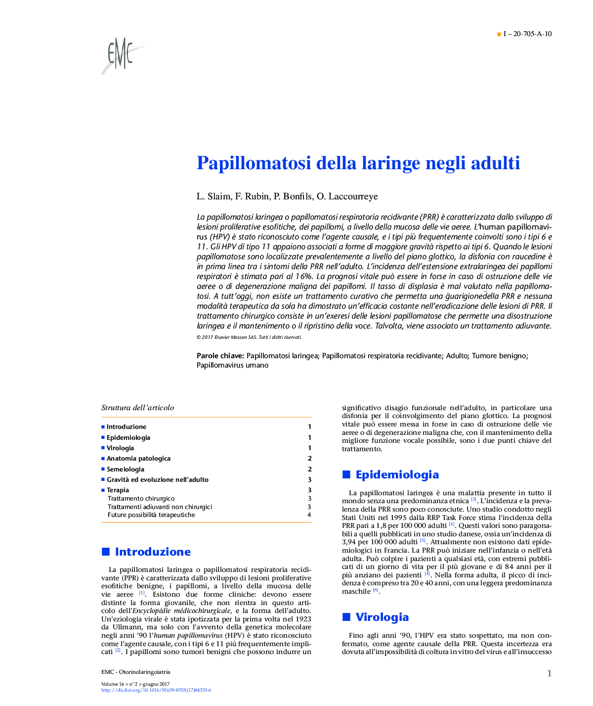 Papillomatosi della laringe negli adulti