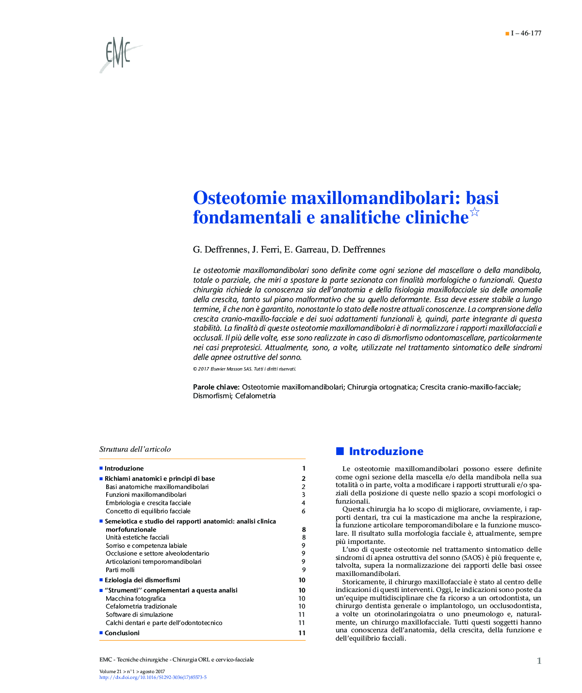 Osteotomie maxillomandibolari: basi fondamentali e analitiche cliniche