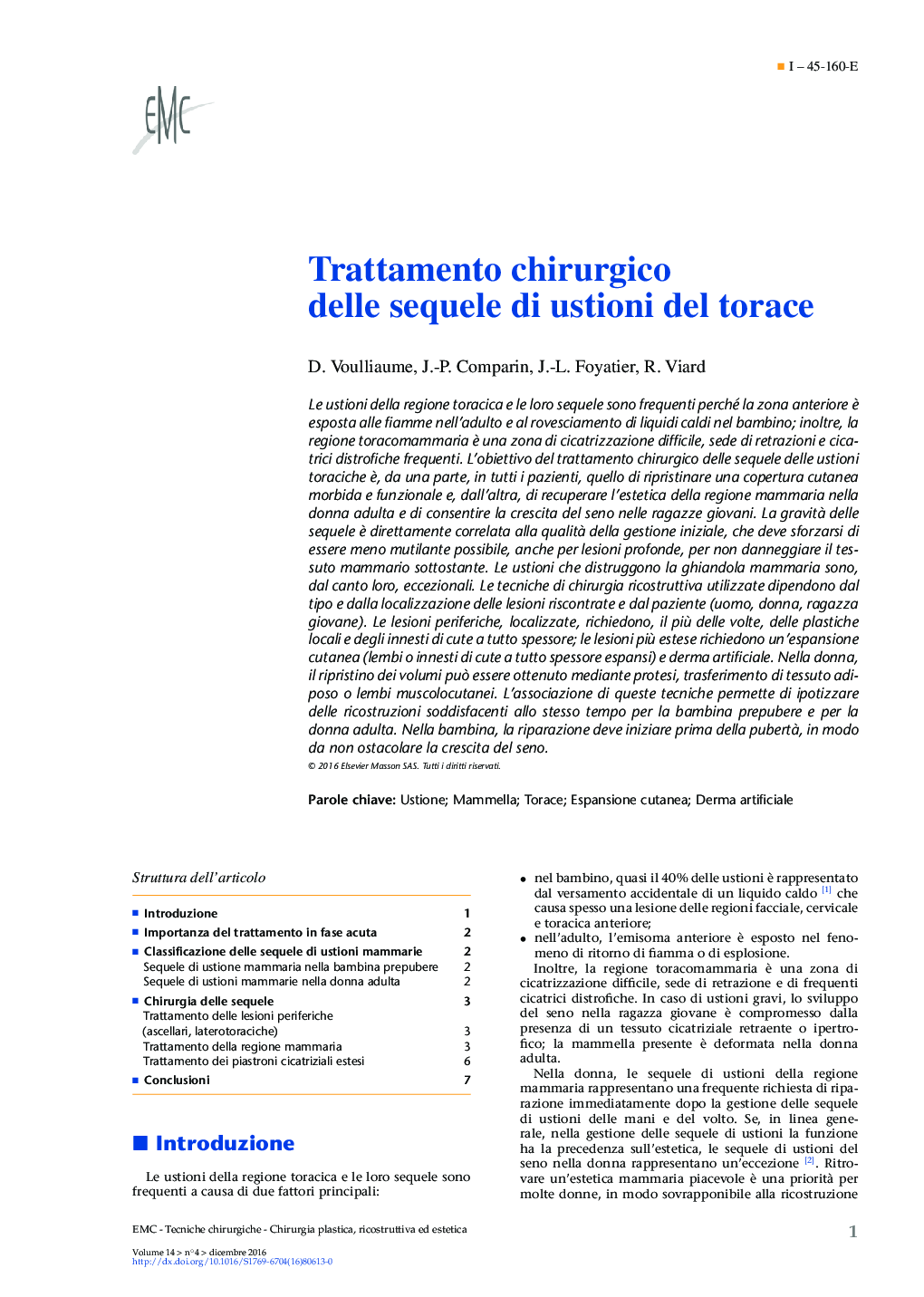 Trattamento chirurgico delle sequele di ustioni del torace