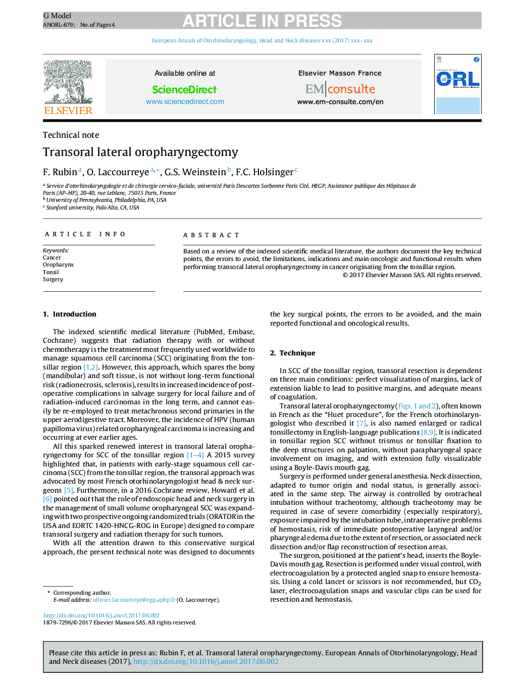 Transoral lateral oropharyngectomy