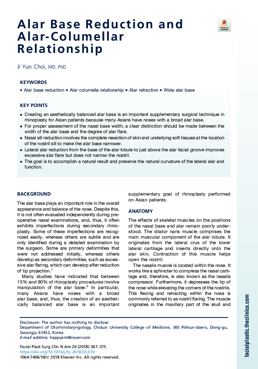 Alar Base Reduction and Alar-Columellar Relationship