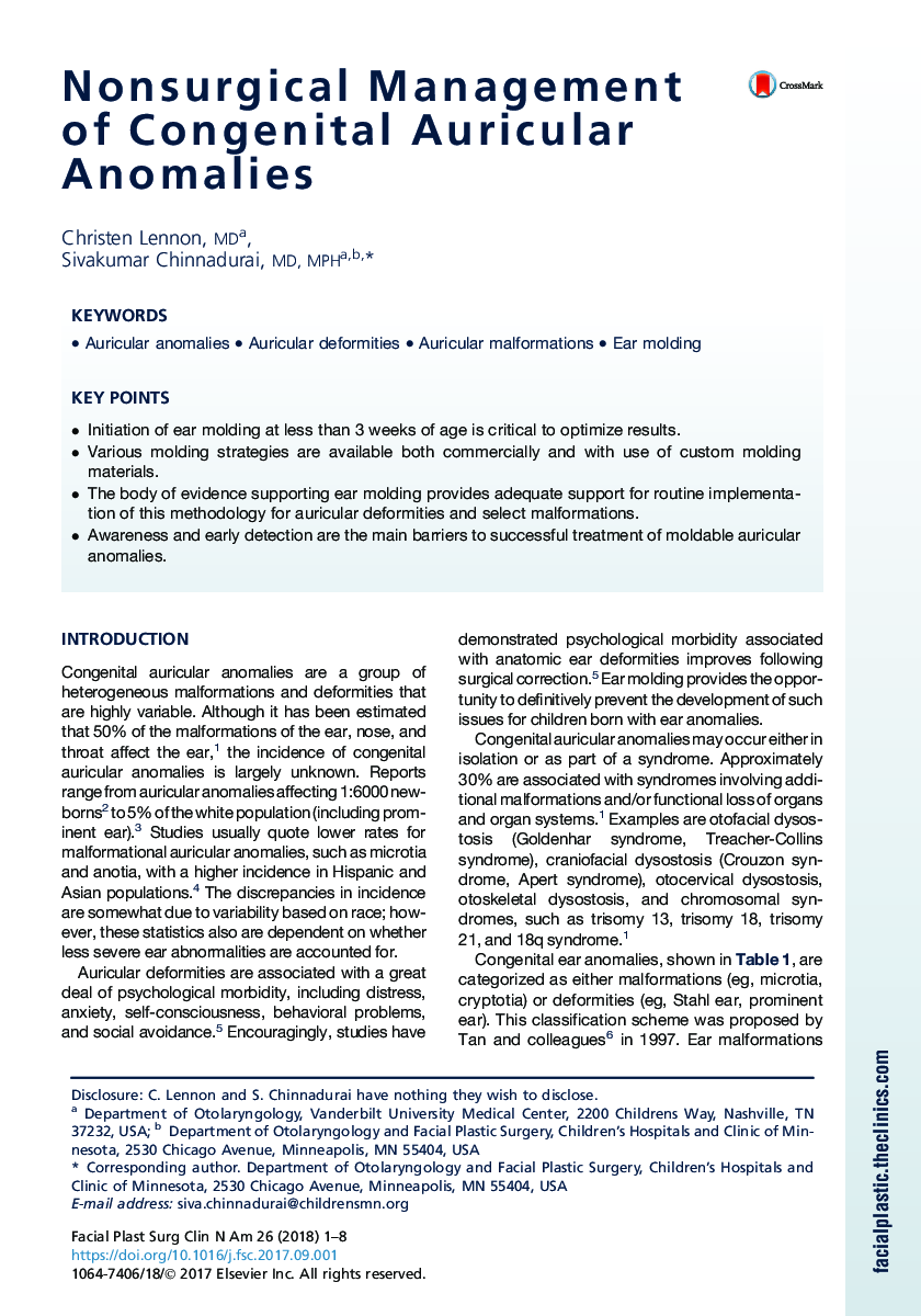 Nonsurgical Management of Congenital Auricular Anomalies