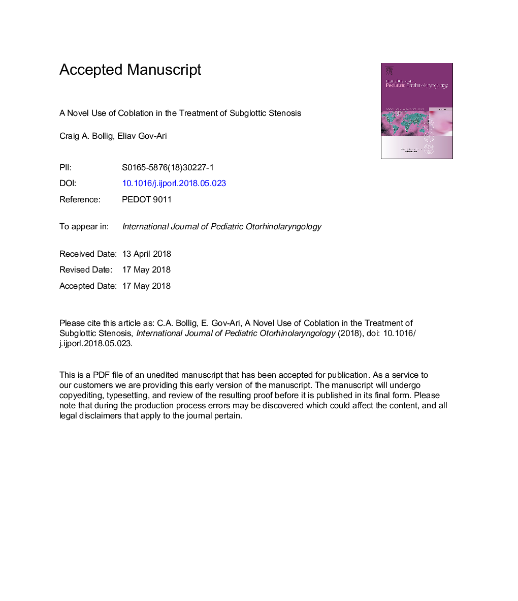 A novel use of coblation in the treatment of subglottic stenosis