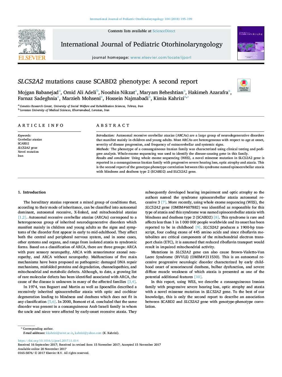 SLC52A2 mutations cause SCABD2 phenotype: A second report