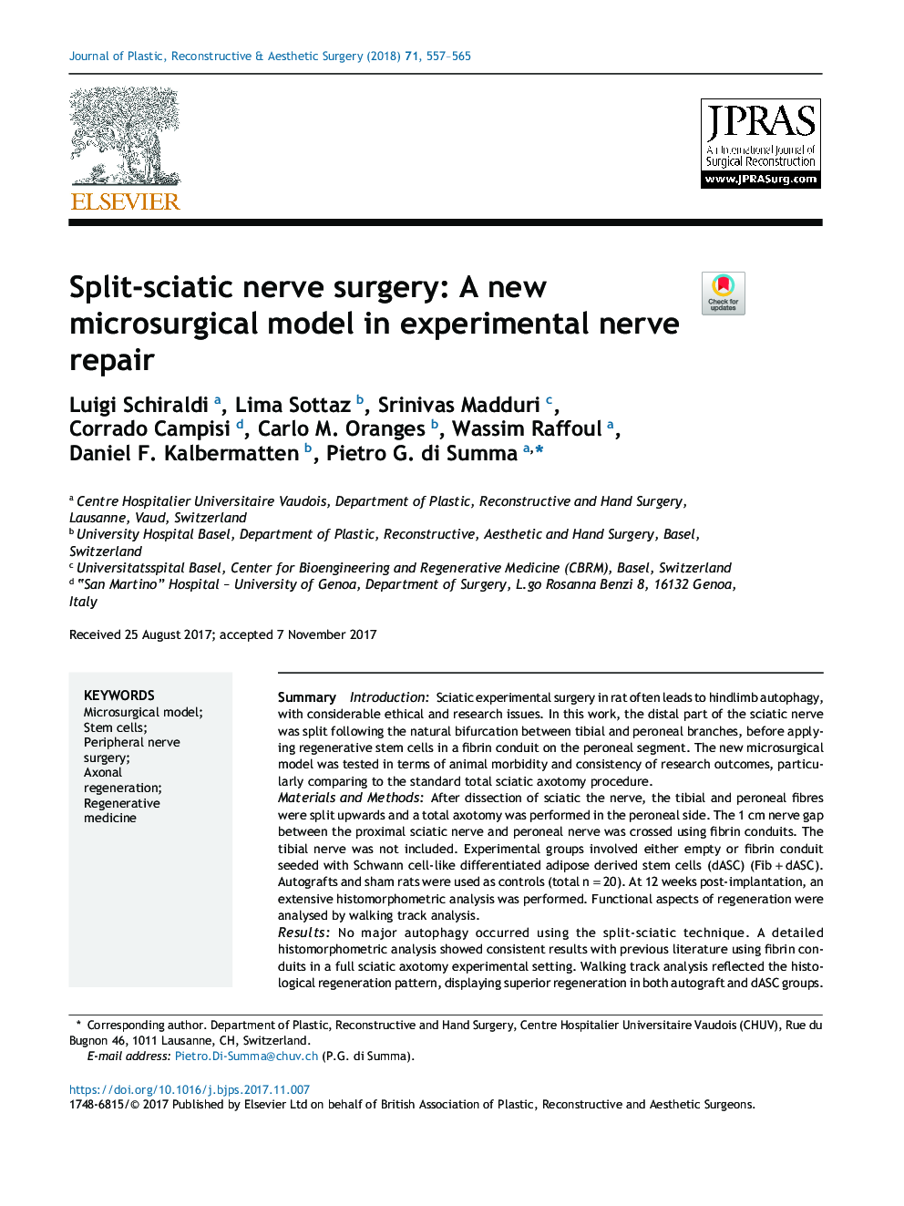 Split-sciatic nerve surgery: A new microsurgical model in experimental nerve repair