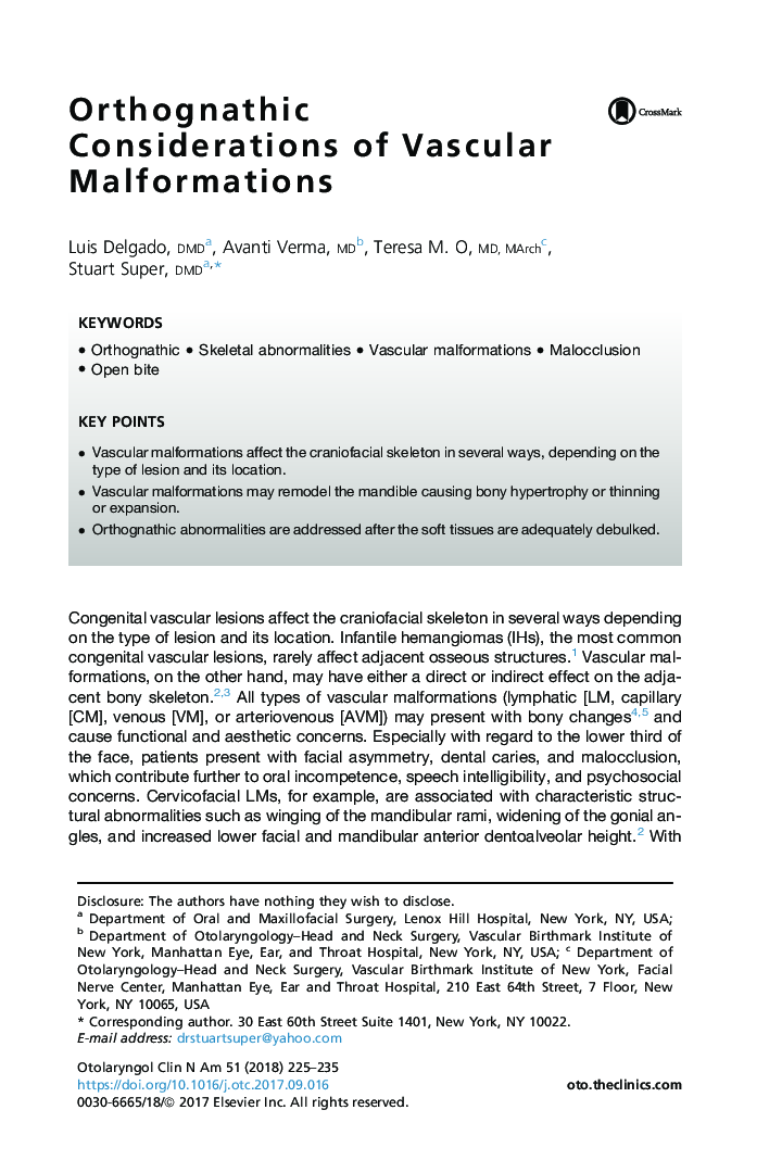 Orthognathic Considerations of Vascular Malformations