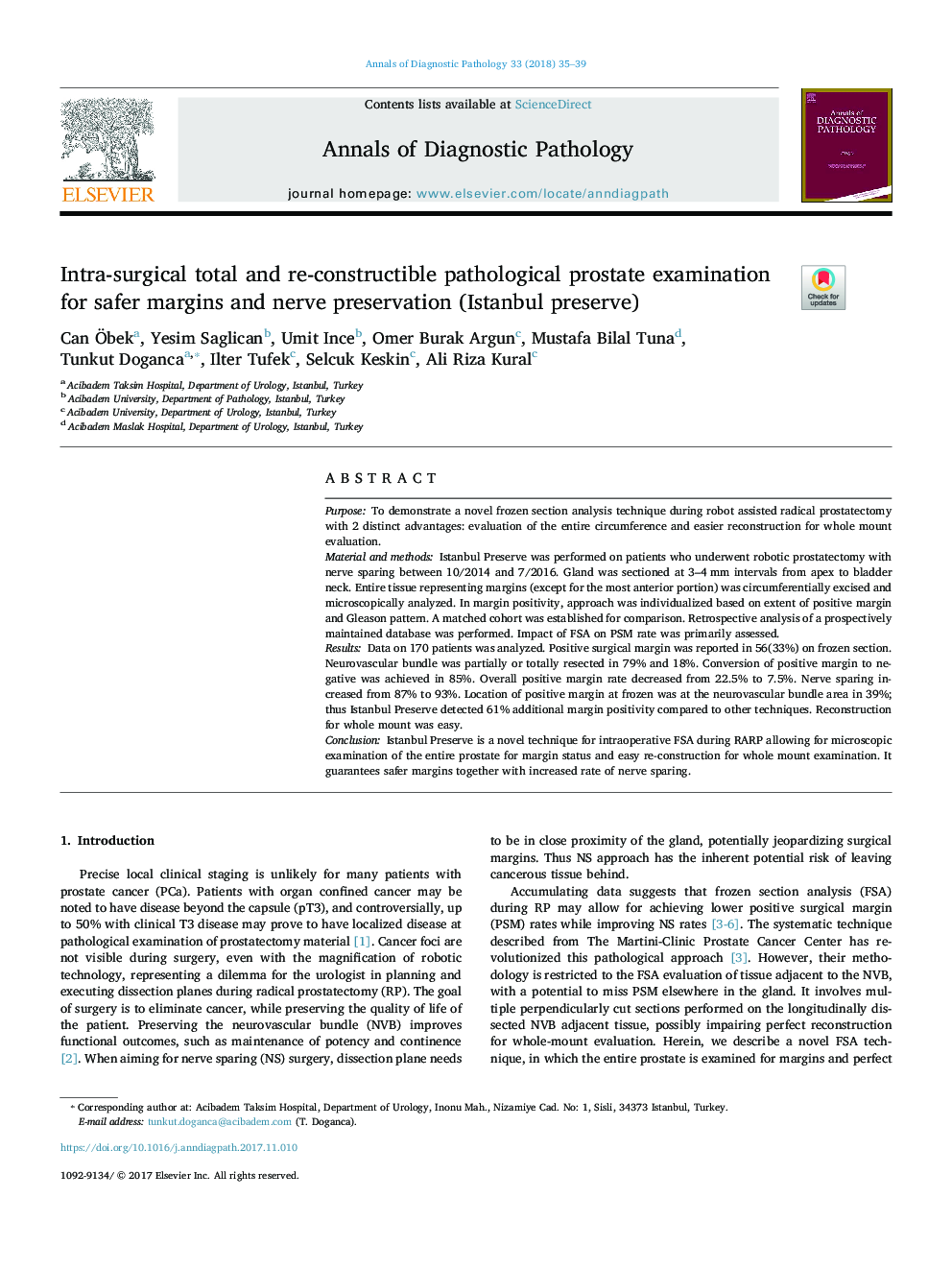 Intra-surgical total and re-constructible pathological prostate examination for safer margins and nerve preservation (Istanbul preserve)