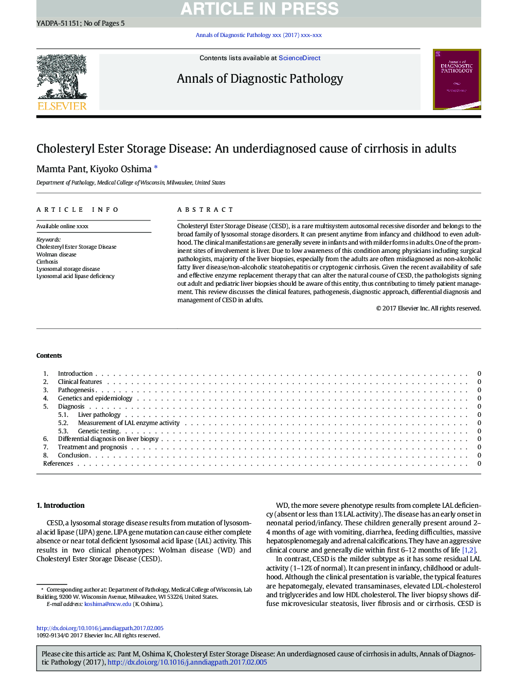 Cholesteryl Ester Storage Disease: An underdiagnosed cause of cirrhosis in adults