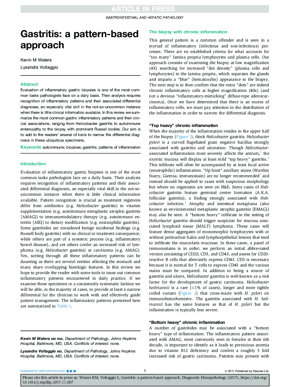 Gastritis: a pattern-based approach