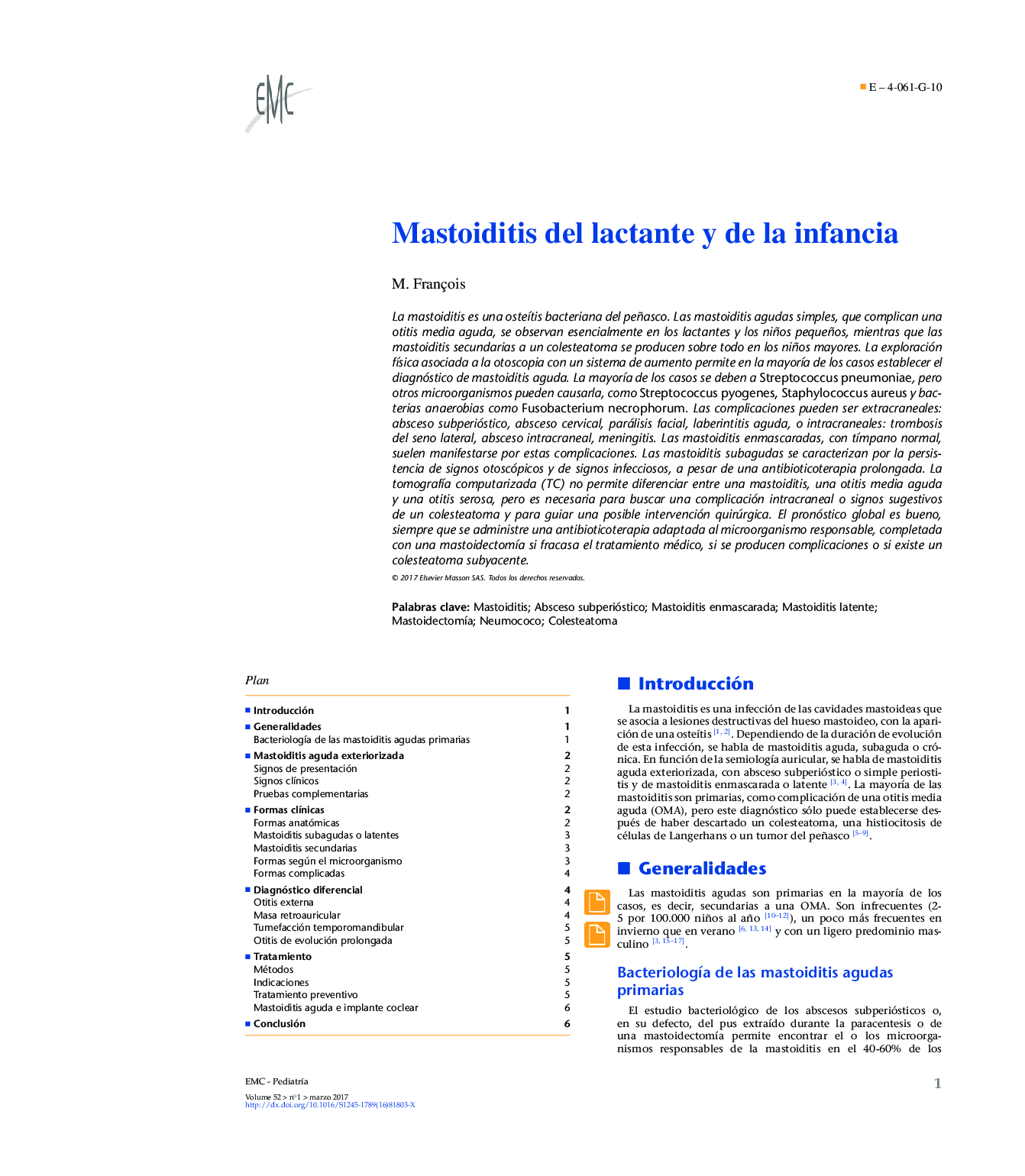 Mastoiditis del lactante y de la infancia