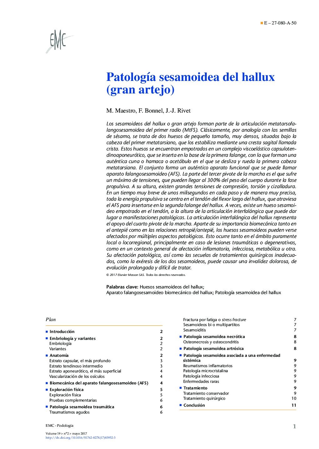 PatologÃ­a sesamoidea del hallux (gran artejo)