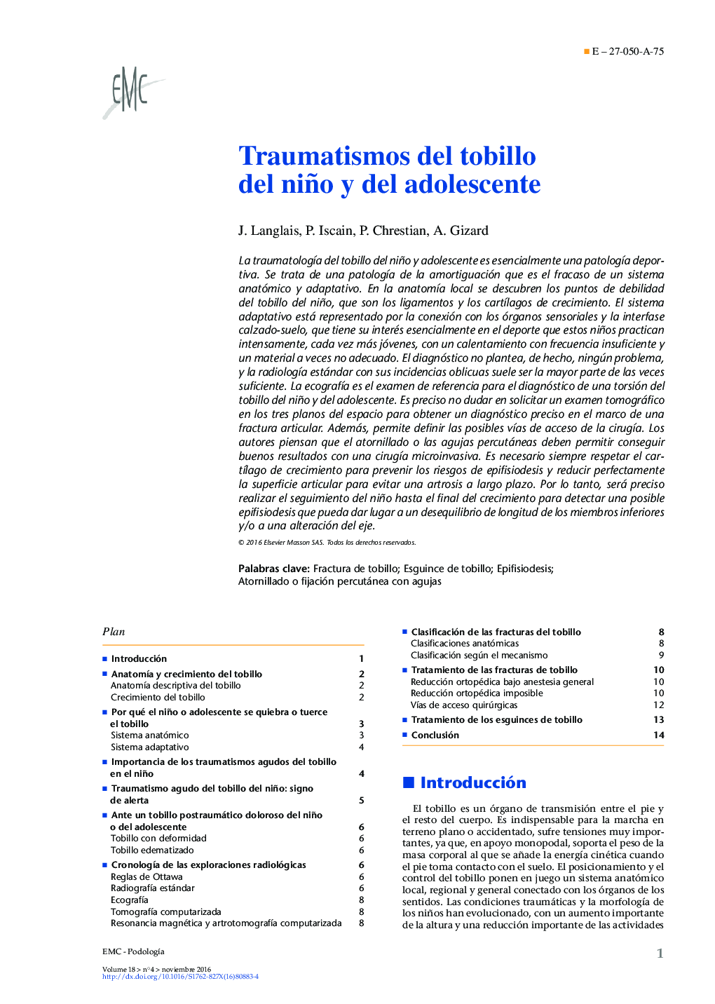 Traumatismos del tobillo del niño y del adolescente