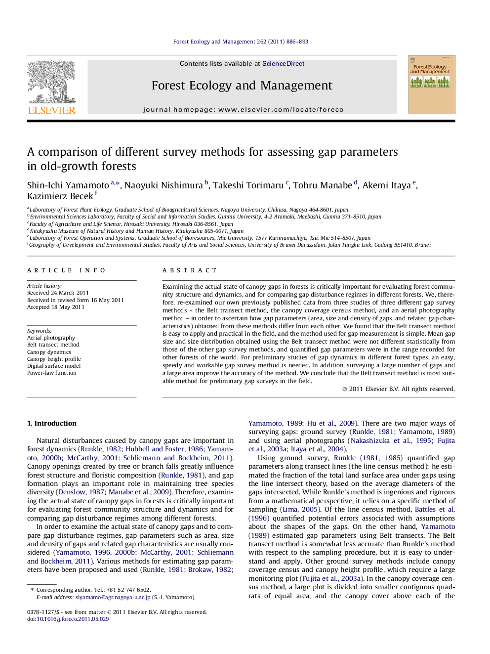 A comparison of different survey methods for assessing gap parameters in old-growth forests