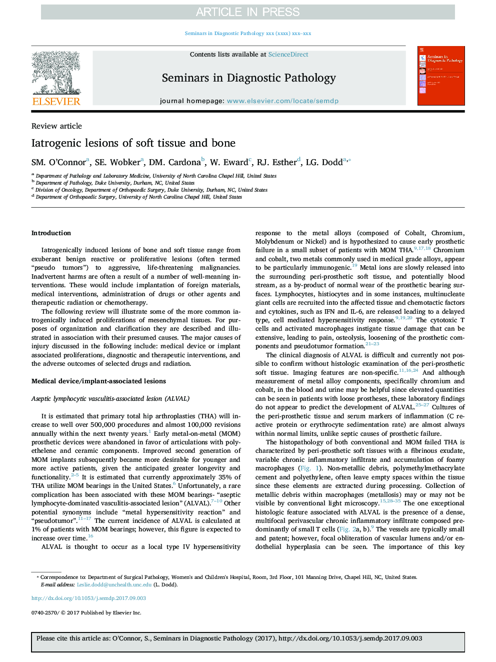 Iatrogenic lesions of soft tissue and bone