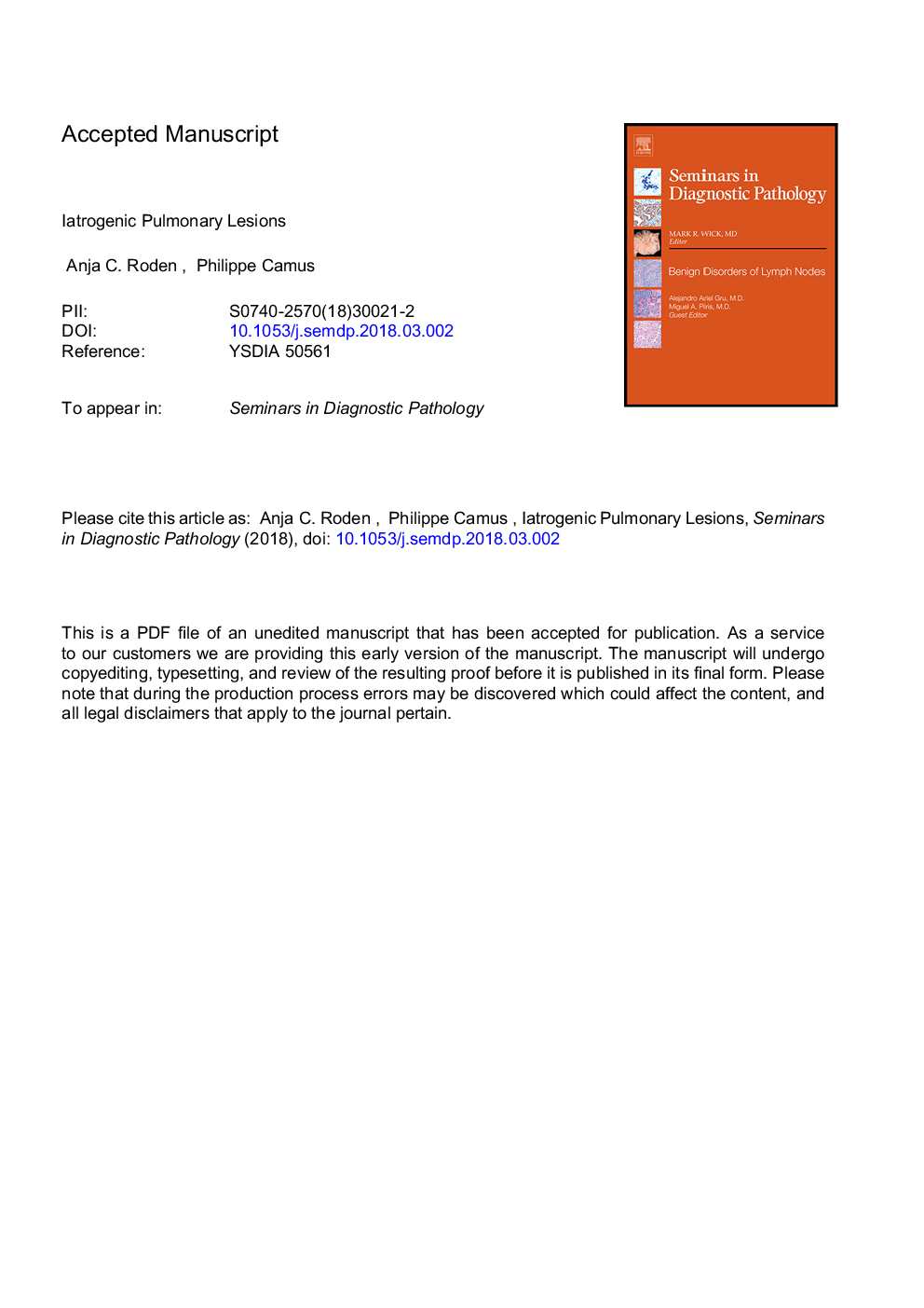 Iatrogenic pulmonary lesions