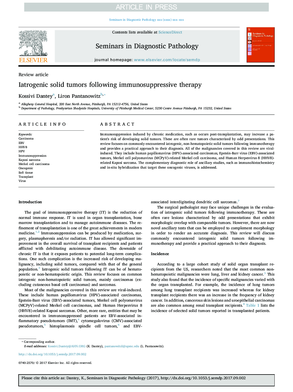 Iatrogenic solid tumors following immunosuppressive therapy