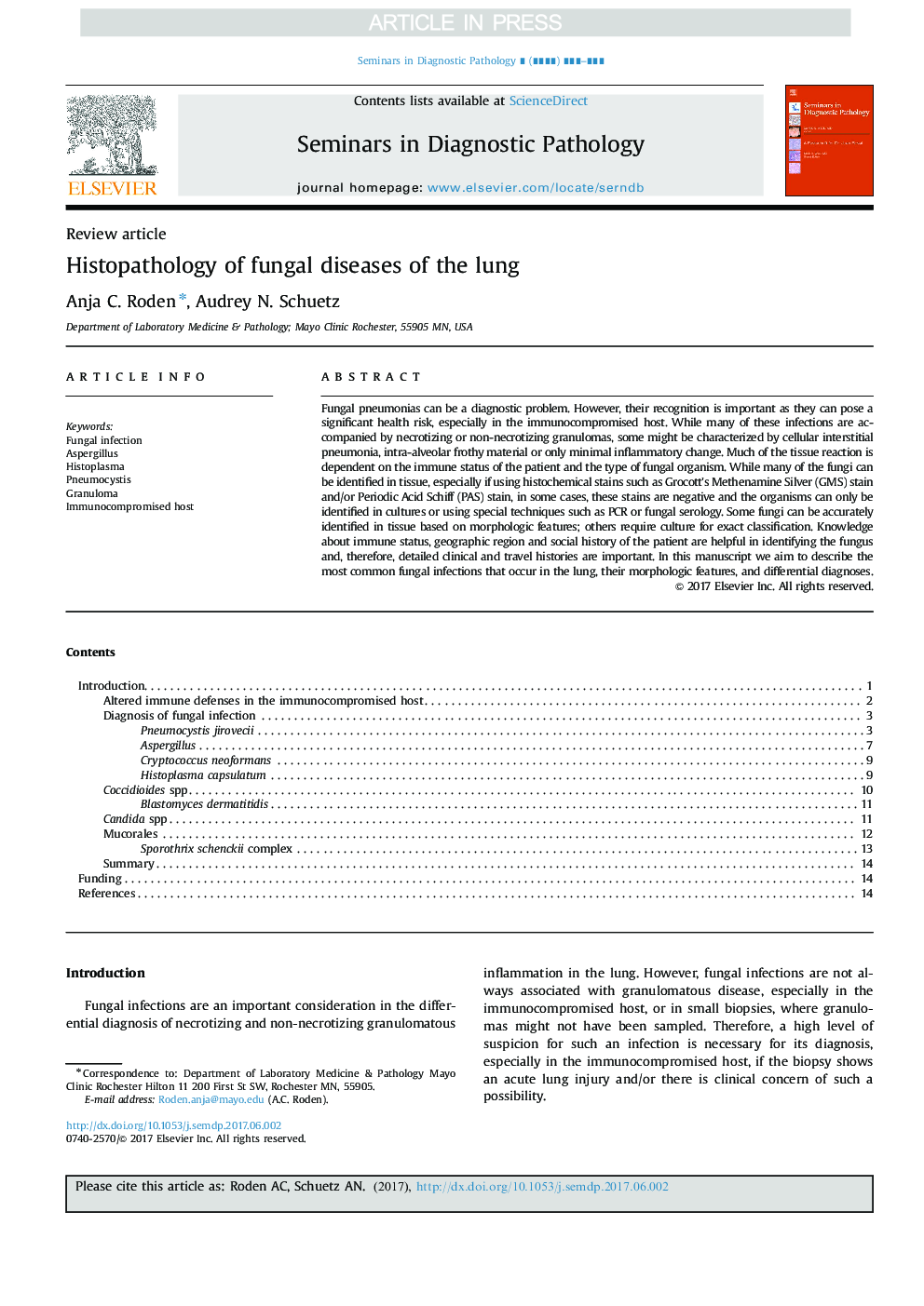 Histopathology of fungal diseases of the lung