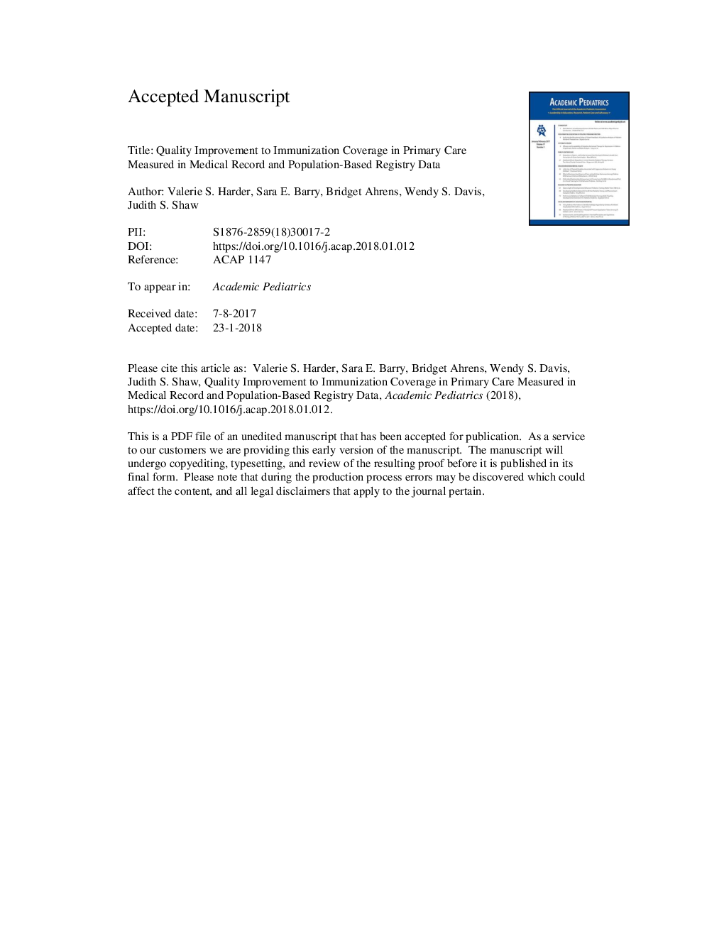 Quality Improvement to Immunization Coverage in Primary Care Measured in Medical Record and Population-Based Registry Data