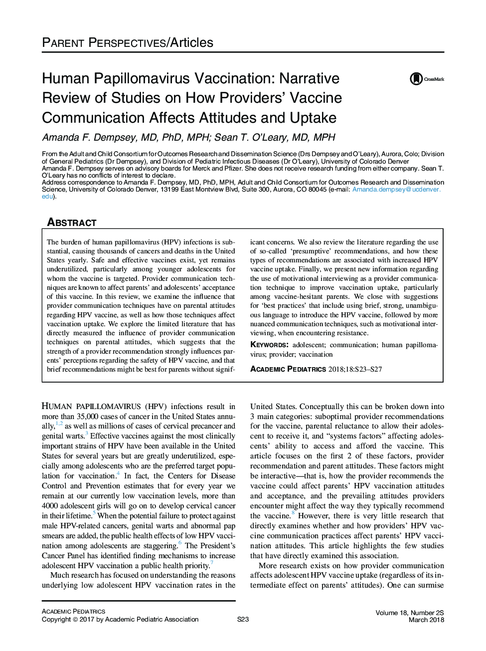 Human Papillomavirus Vaccination: Narrative Review of Studies on How Providers' Vaccine Communication Affects Attitudes and Uptake