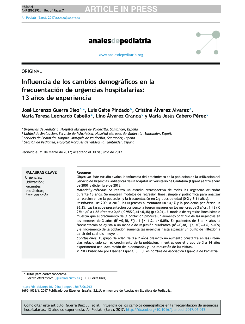 Influencia de los cambios demográficos en la frecuentación de urgencias hospitalarias: 13 años de experiencia