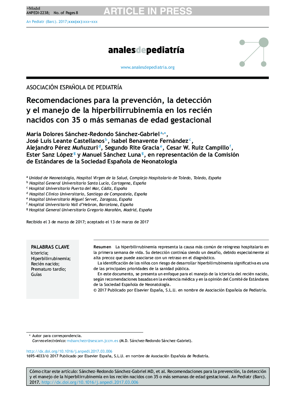 Recomendaciones para la prevención, la detección y el manejo de la hiperbilirrubinemia en los recién nacidos con 35 o más semanas de edad gestacional