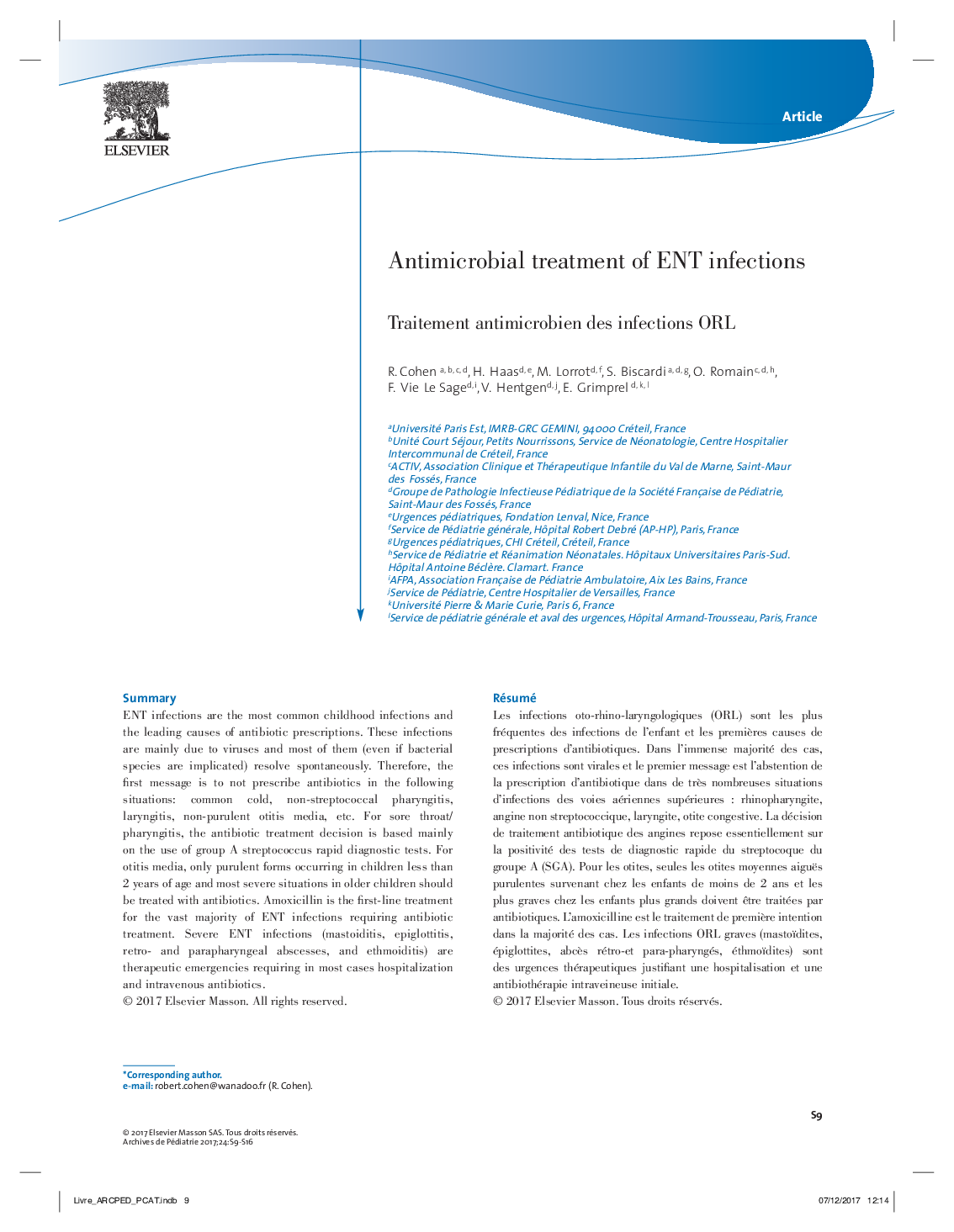 Antimicrobial treatment of ENT infections