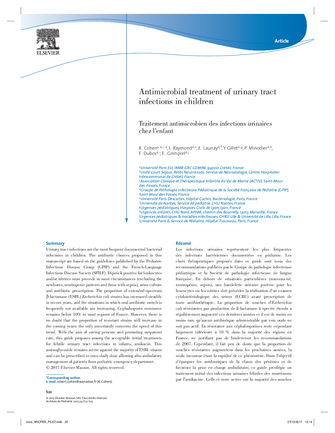 Antimicrobial treatment of urinary tract infections in children