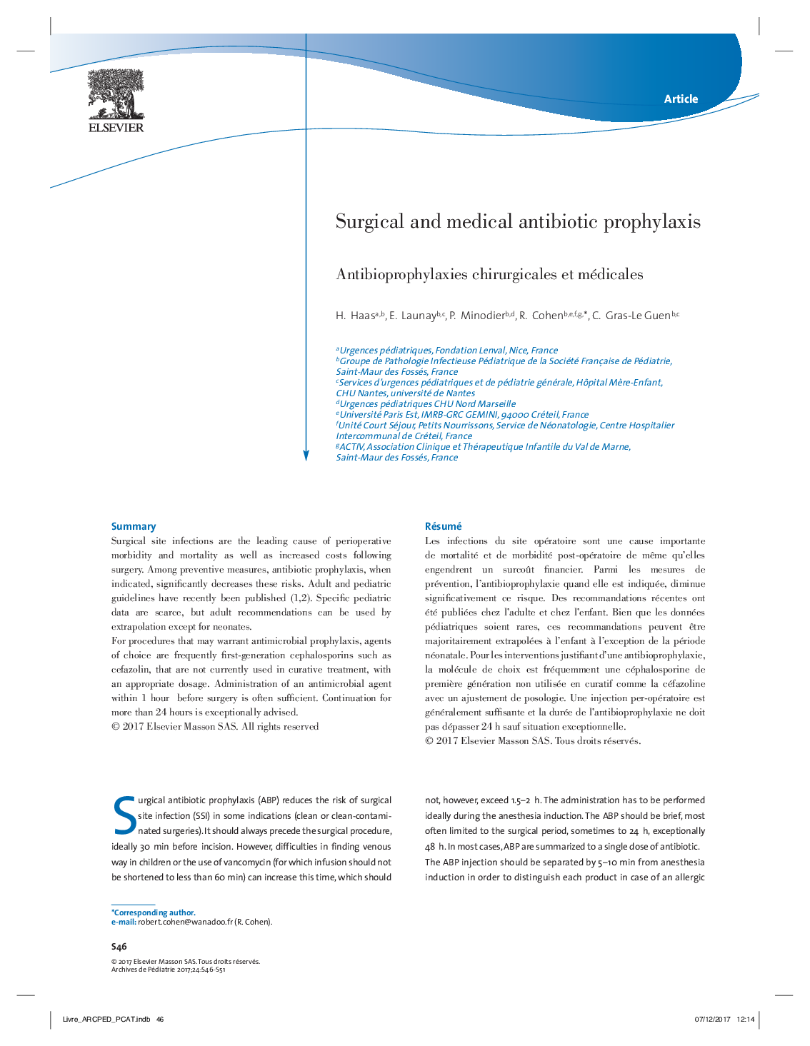 Surgical and medical antibiotic prophylaxis
