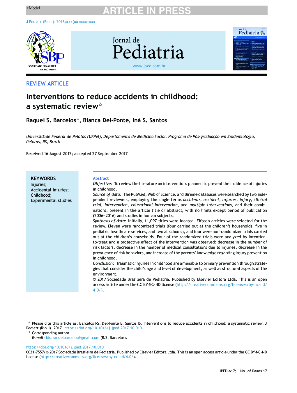 مداخلات برای کاهش حوادث در دوران کودکی: بررسی سیستماتیک 