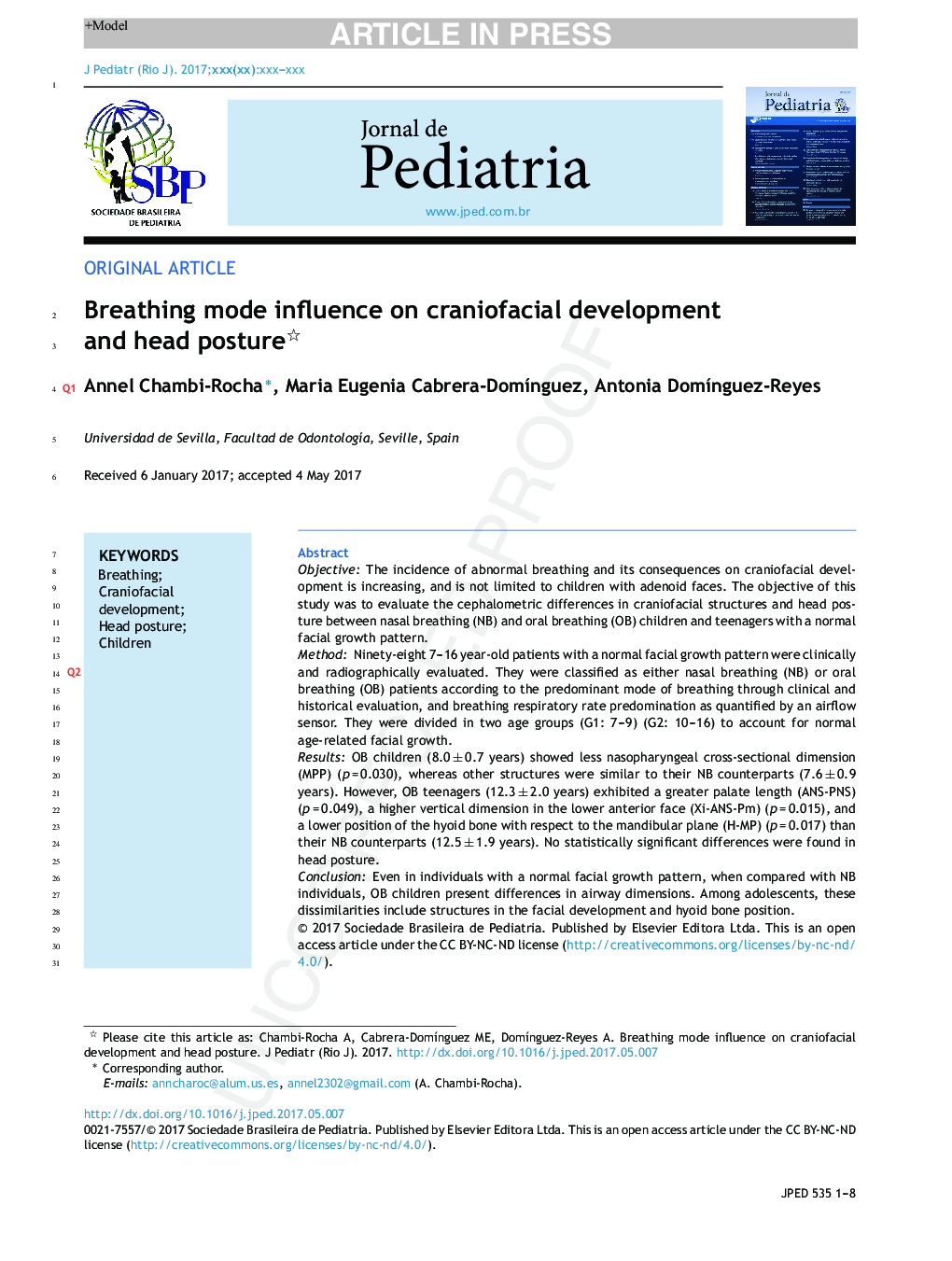 Breathing mode influence on craniofacial development and head posture