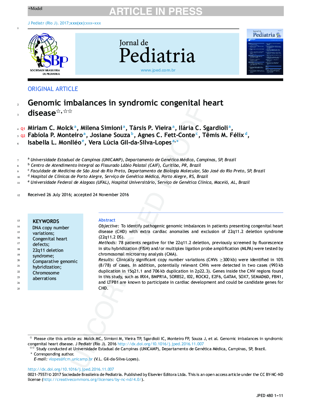 Genomic imbalances in syndromic congenital heart disease