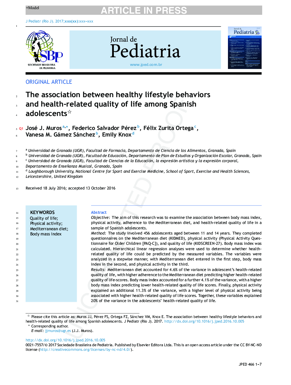 ارتباط بین رفتارهای زندگی سالم و کیفیت زندگی مرتبط با سلامت نوجوانان 