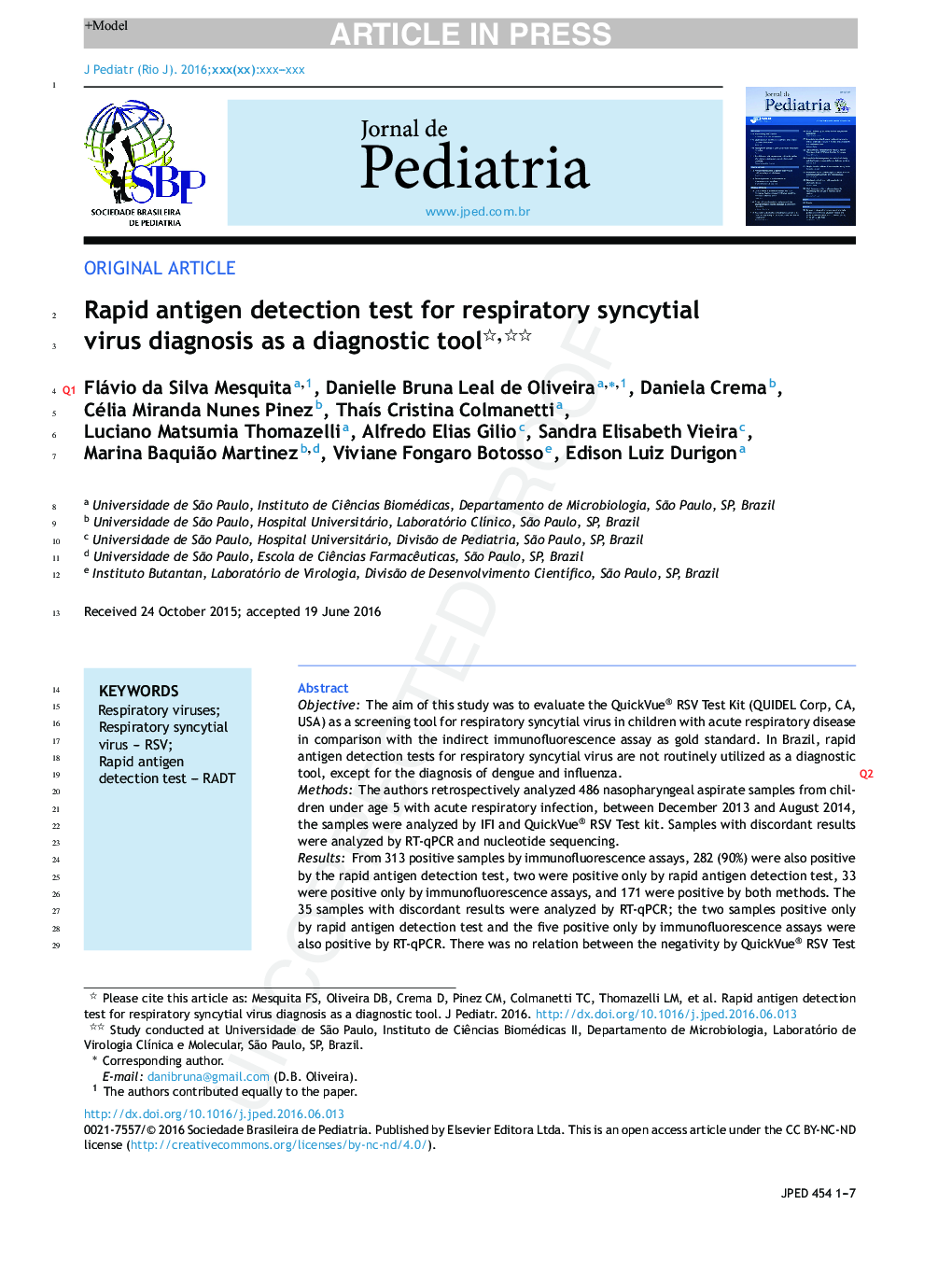 Rapid antigen detection test for respiratory syncytial virus diagnosis as a diagnostic tool